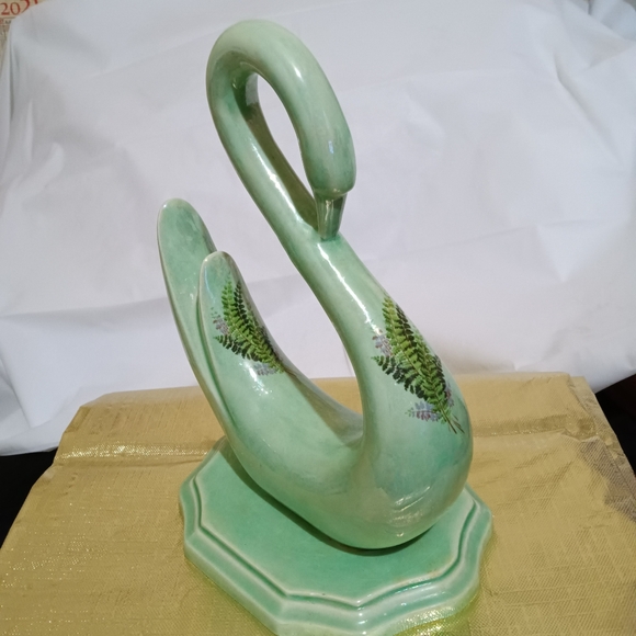 Other - Iridescent green ceramic swan figurine